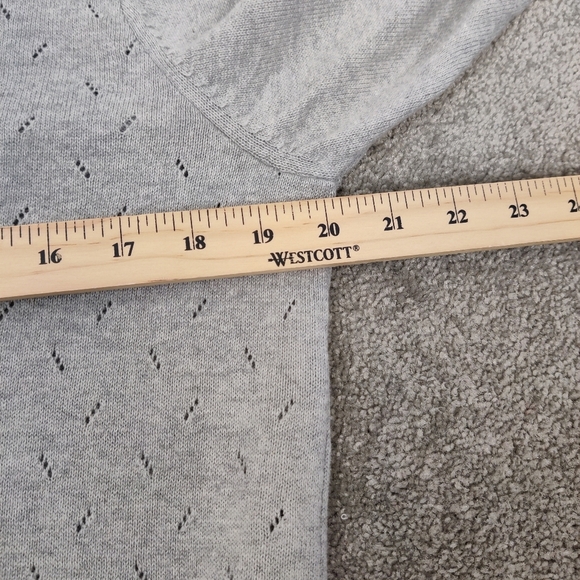 Fig Women's Gray Sweater with Lace Collar Size XL Eyelet Bohemian Feminine - Picture 7 of 9